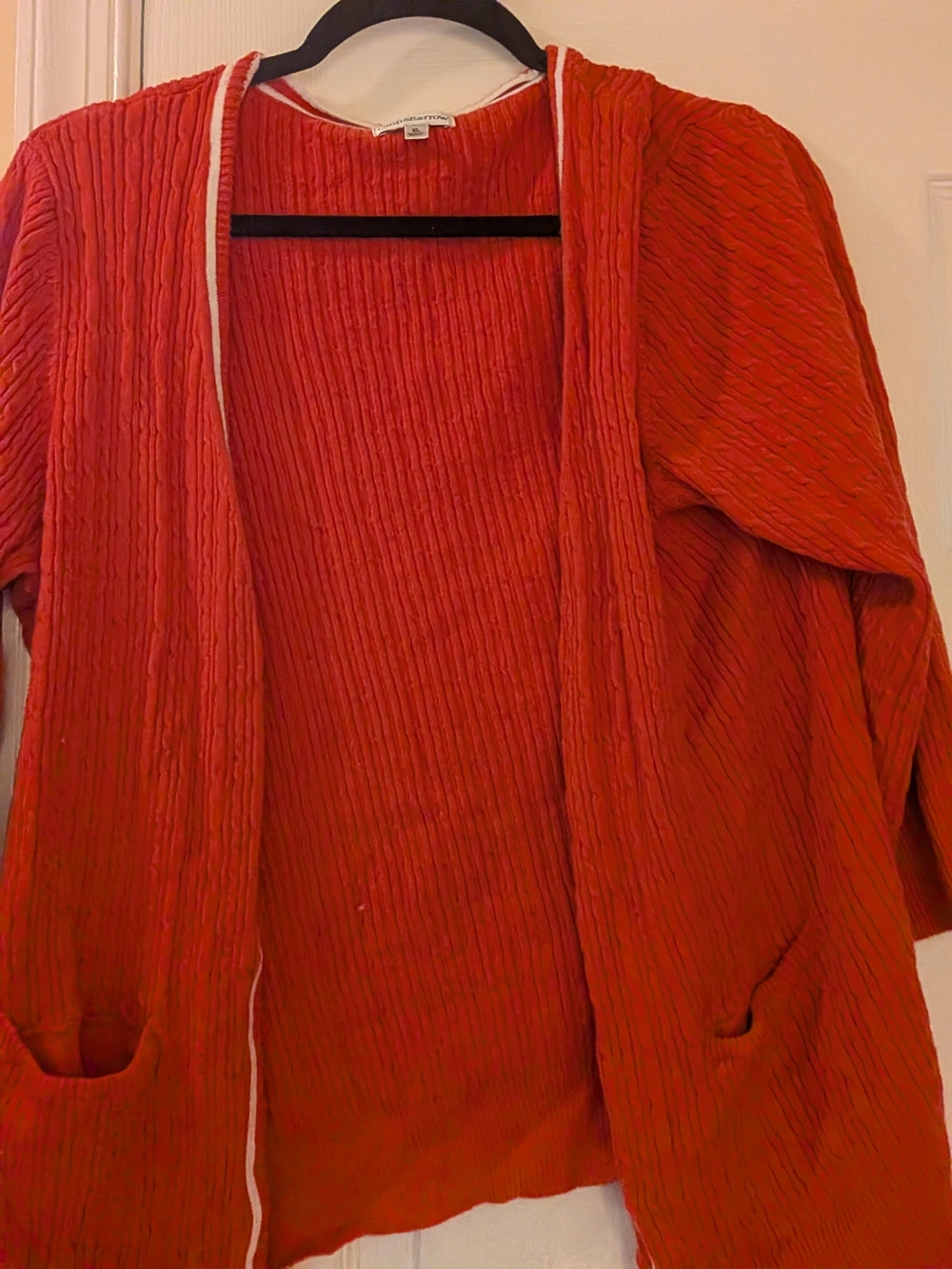 croft & barrow Red Textured Open-Front Cardigan